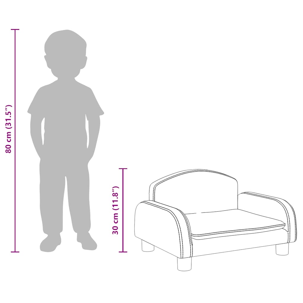 Kindersofa Schwarz 50x40x30 cm Kunstleder