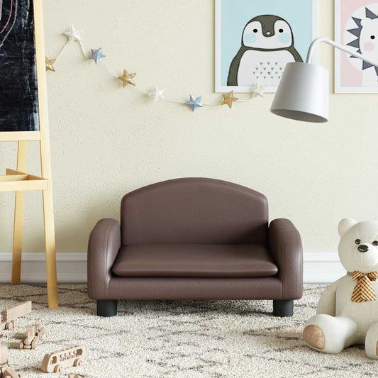 Kindersofa Braun 50x40x30 cm Kunstleder