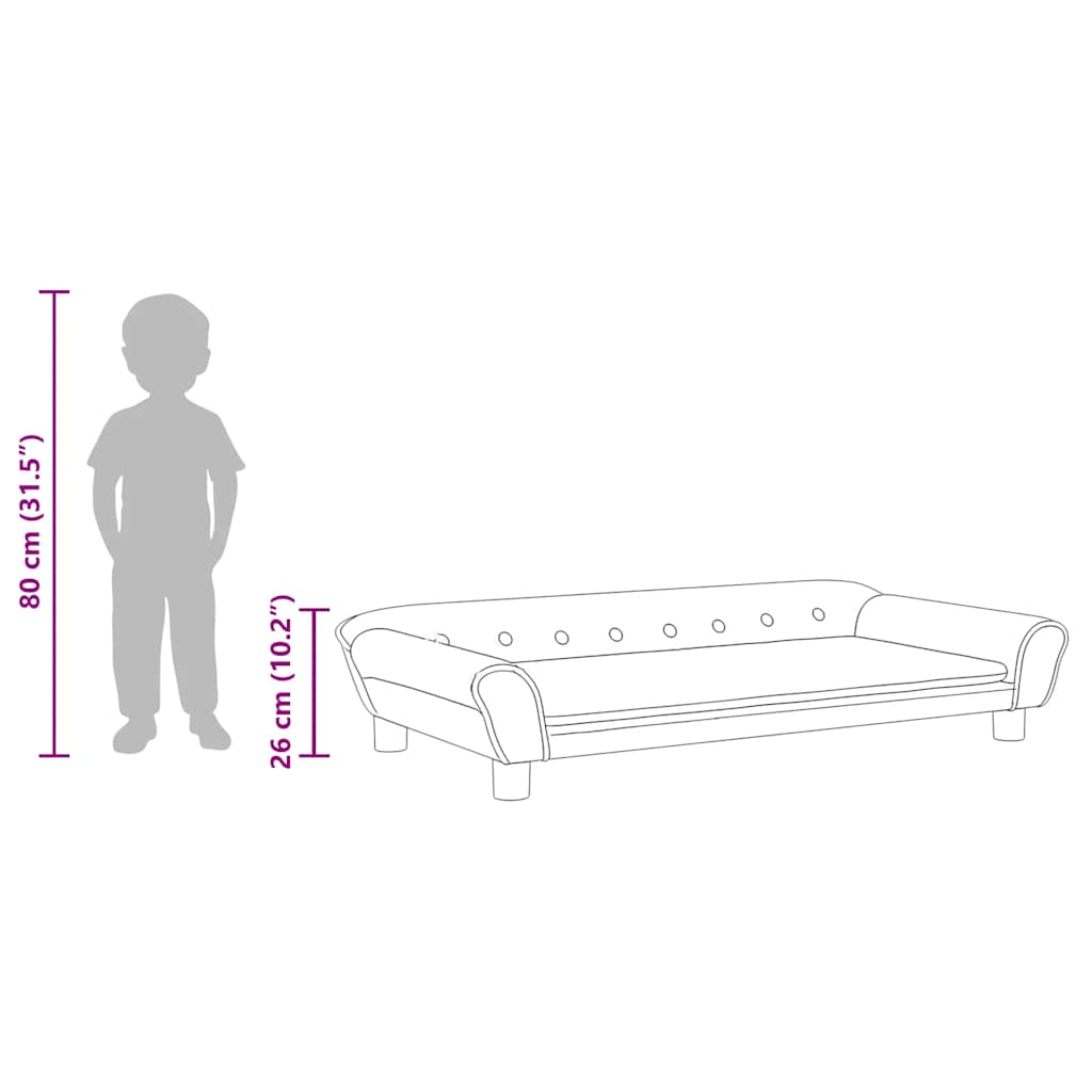 Kindersofa Blau 100x50x26 cm Samt