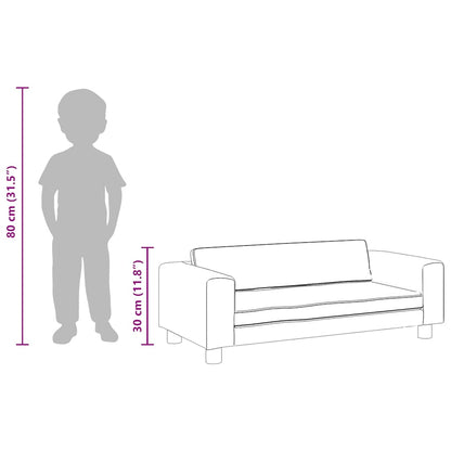 Kindersofa mit Hocker Rosa 100x50x30 cm Samt