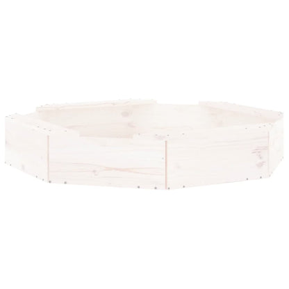 Sandkasten mit Sitzen Weiß Achteck Massivholz Kiefer