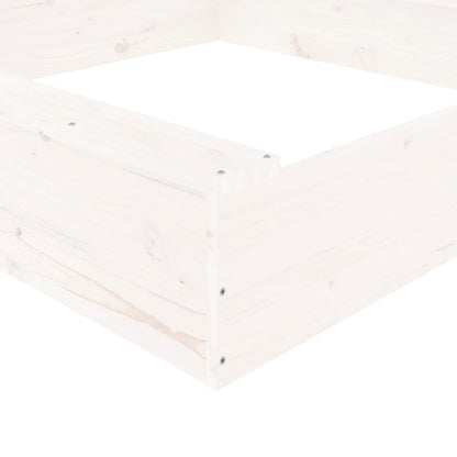 Sandkasten mit Sitzen Weiß Quadratisch Massivholz Kiefer