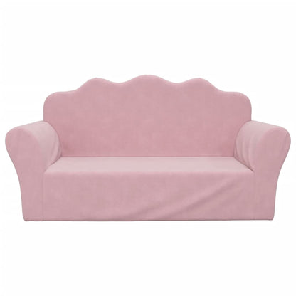 Kindersofa 2-Sitzer Rosa Weicher Plüsch