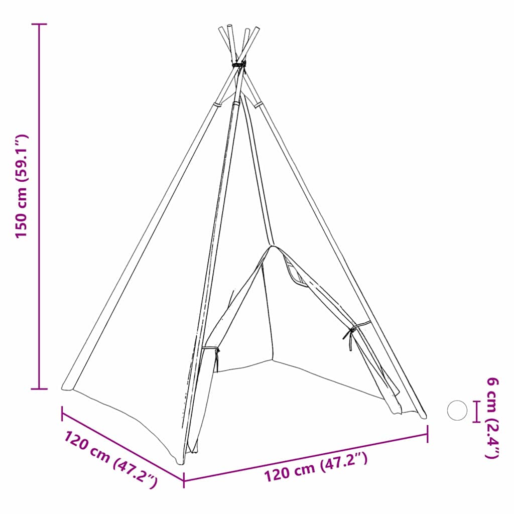 Teepee Zelt Grau Mintgrün Mittel Baumwolle & Plastik