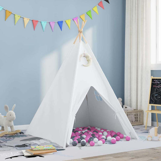 Teepee-Zelt Weiß, Grau, Rosa Groß Baumwoll-Leinwand