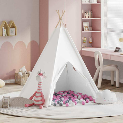 Teepee Zelt Weiß 120 x 120 x 150 cm Stoff und Kunststoff