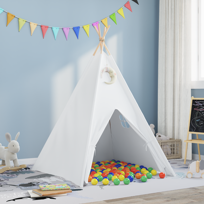 Teepee Zelt Weiß 120 x 120 x 150 cm Stoff und Plastik